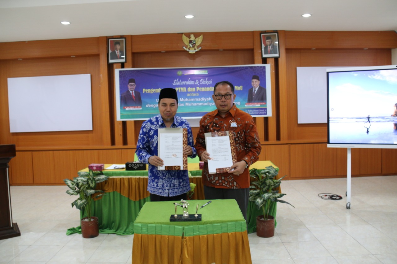 UMMAT DAN UNIVERSITAS MUHAAMMADIYAH PALEMBANG GELAR SILATURAHMI DISKUSI PENGEMBANGAN PTMA DAN PENANDATANGANAN MOU