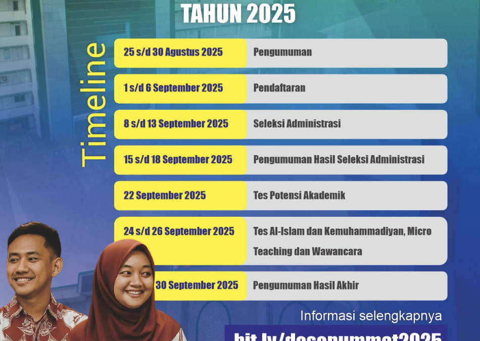 PENGUMUMAN SELEKSI PENERIMAAN CALON DOSEN TETAP UNIVERSITAS MUHAMMADIYAH MATARAM TAHUN 2025
